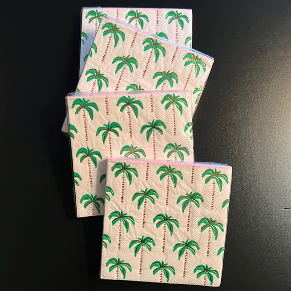 palm trees w/gold foil 5” napkins-cocktail size-4 packs of 20 each-NWT - Picture 4 of 7